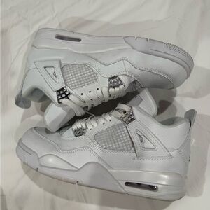 Pure Money Jordan 4 Sneakers White and Gray